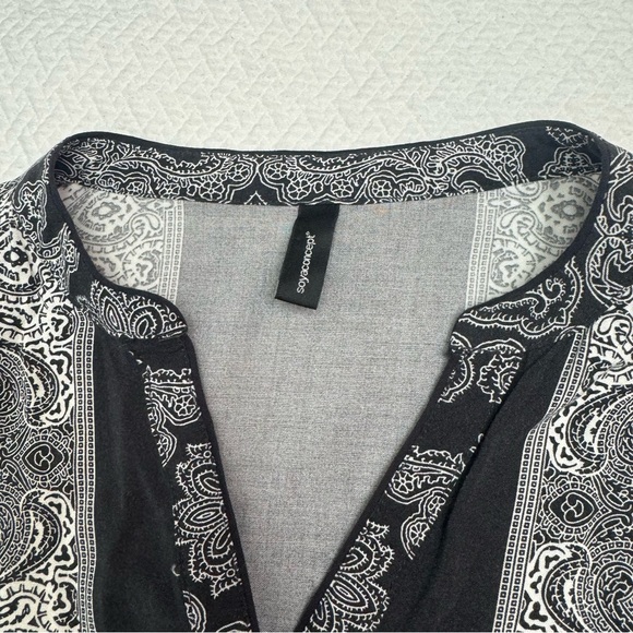 Soya Concept Black Grey Henley Long Sleeve Top Blouse Size S - Picture 11 of 11